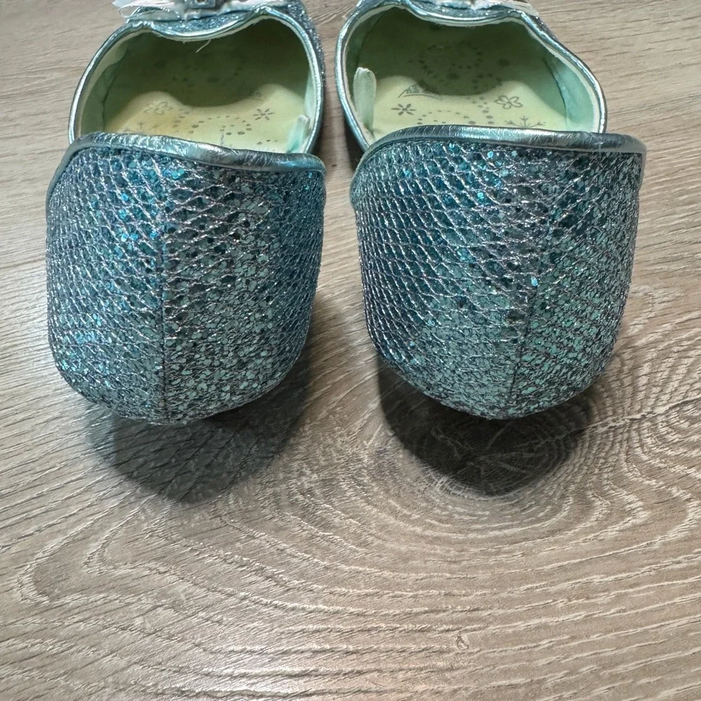 Disney Frozen Elsa Costume Shoes Blue Glitter Snowflake Jewel‎ Kids Size 2/3